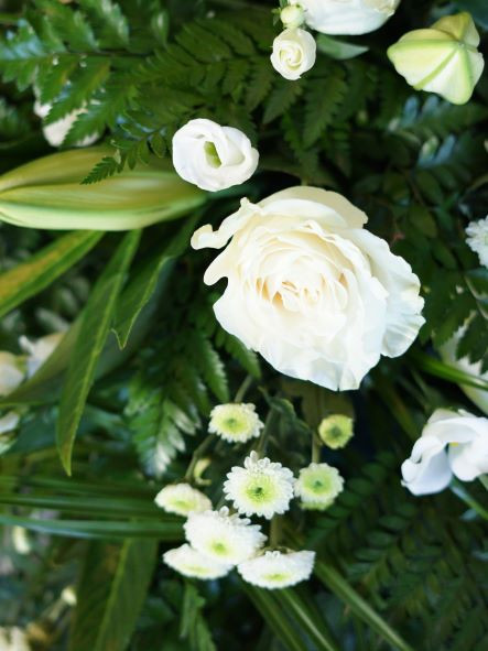 4ft White Rose & Lily Casket Spray