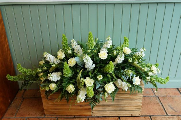 White and Green Casket Spray