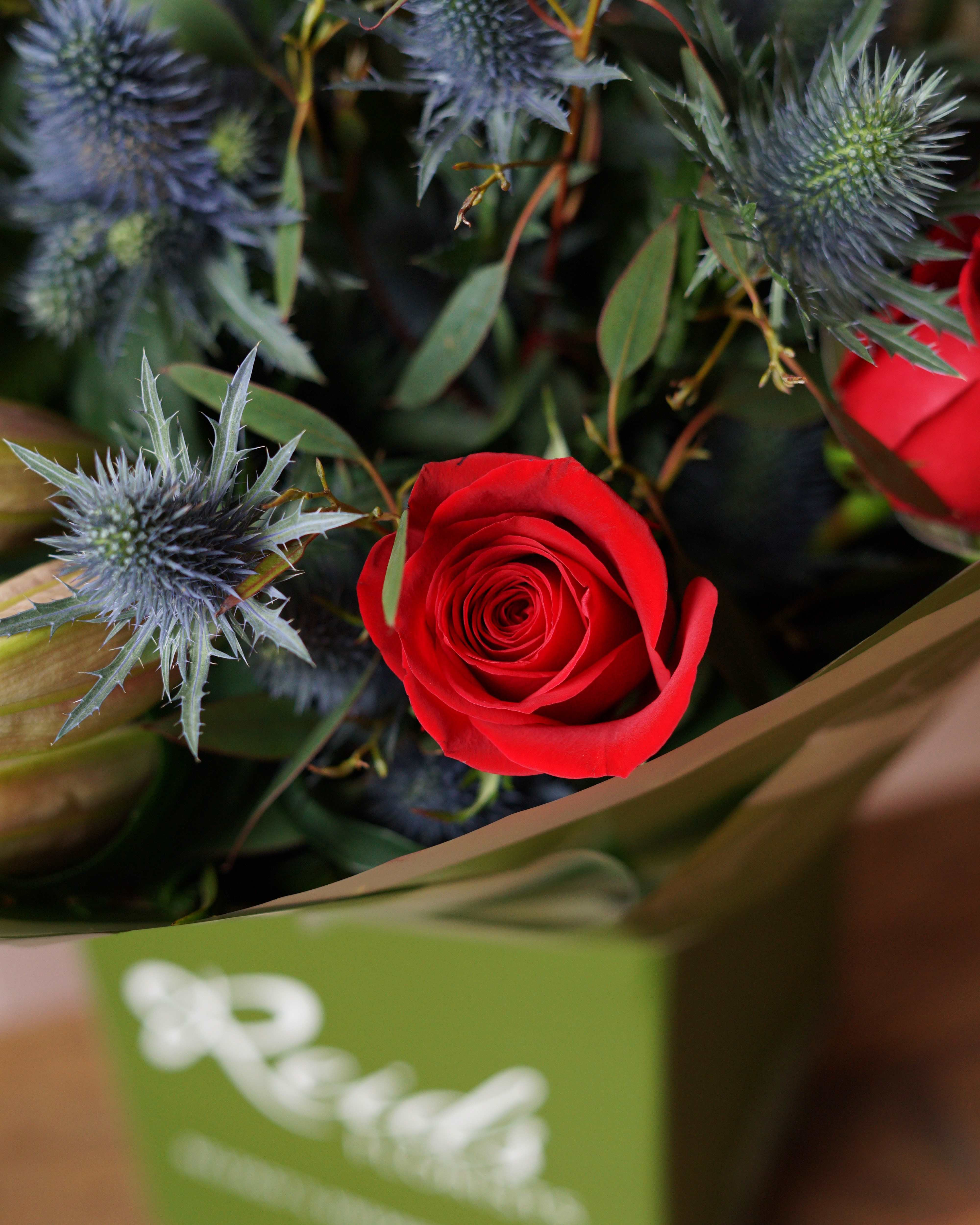 Red Rose and Pink lily Hand-tied