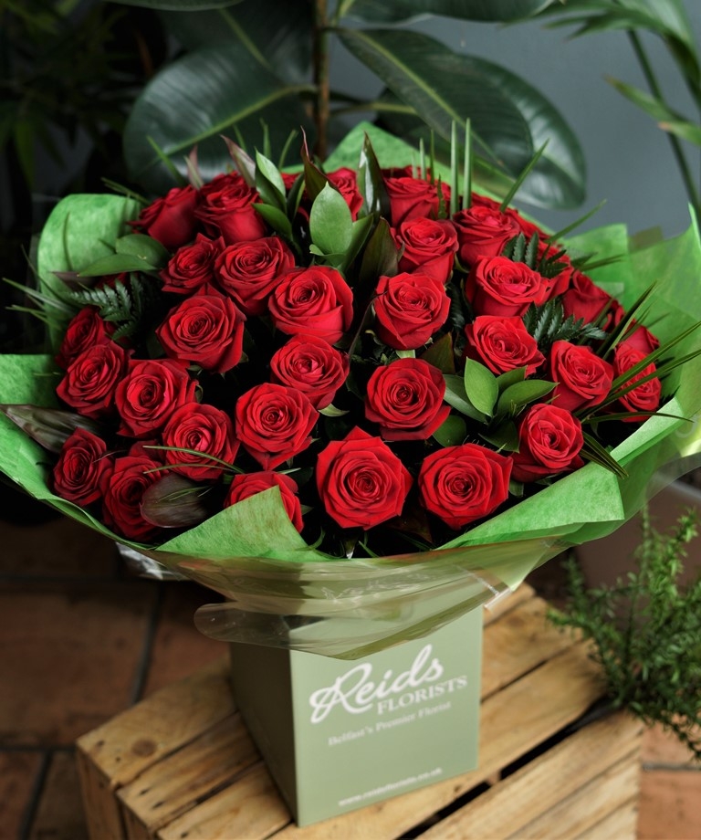 50 Red Rose Hand-tied